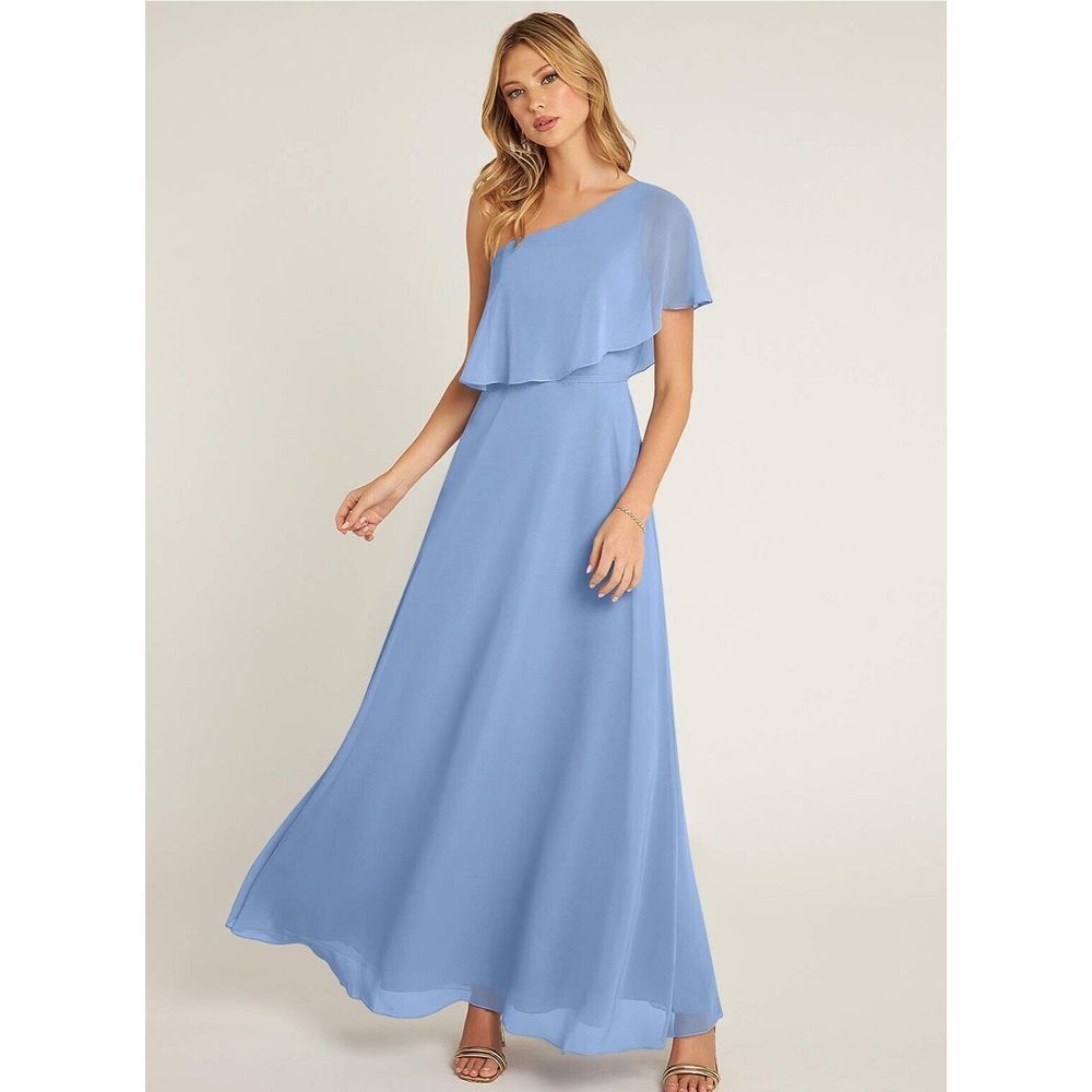 Azazie One Shoulder Blue Dress